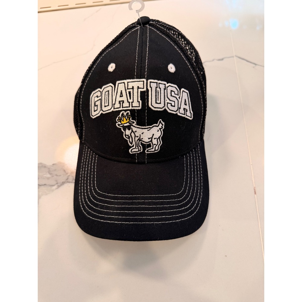 GOAT‎ USA Black Trucker Hat Snapback Mesh Baseball Cap Logo Crown OSFA New